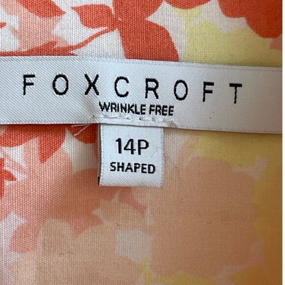 Foxcroft Plus Size 14P Orange Floral Wrinkle Free Shaped 3/4 Sleeve Button Top - Picture 5 of 6